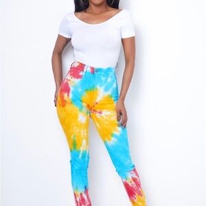 Colorful Tie-Dye High-Waisted Jeans